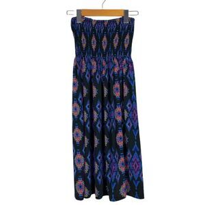 Candy Couture Strapless Tube Dress Aztec Print Neck Tie US S